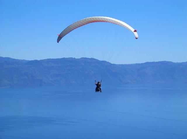 Paragliding near Pasajcap on Lake Atitlan Guatemala